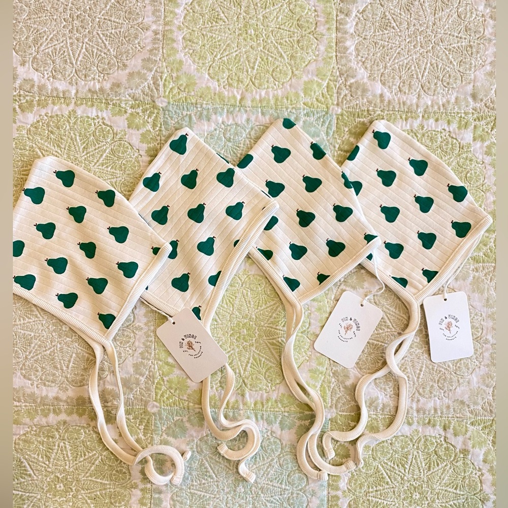Fin & Vince 🐴🤎 Baby pixie tie bonnet pear 12-18 months - Picture 9 of 13